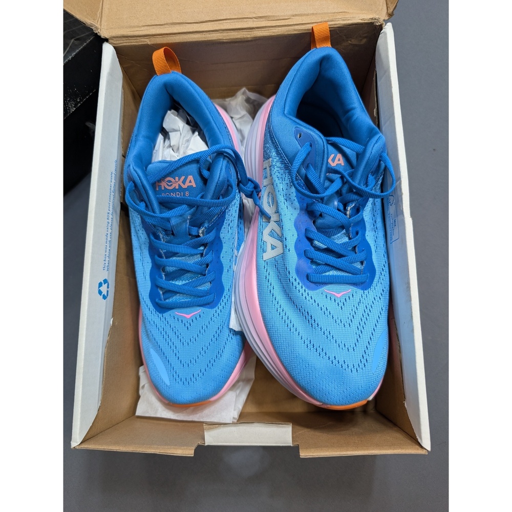 HOKA Bondi 8 Men's Running Shoe Blue Pink Size US 9D EU 42 2/3